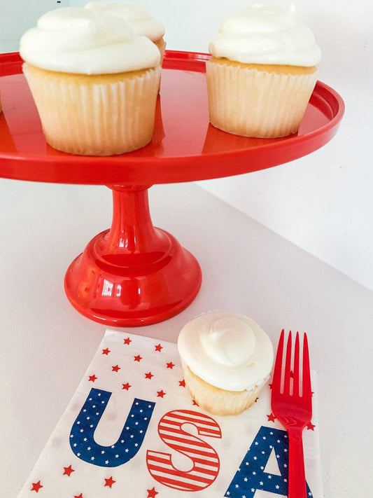 RED MELAMINE PEDESTAL CAKE STAND Elegant & Vibrant Color