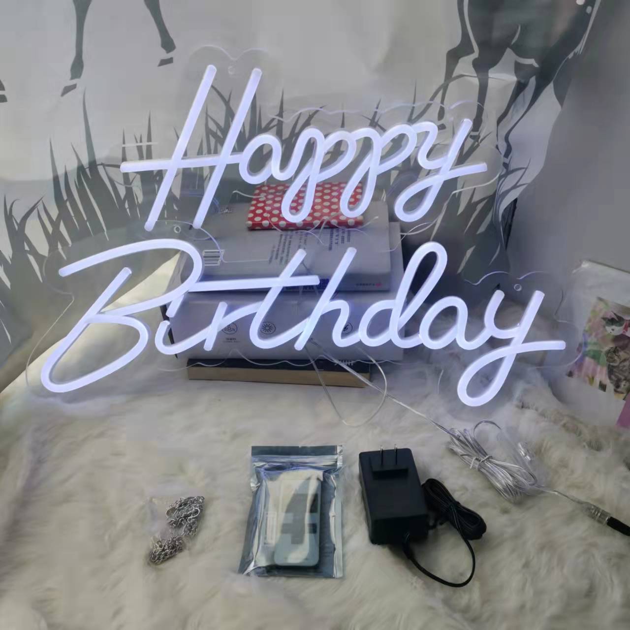 Happy Birthday - Cold White  LED Neon Sign