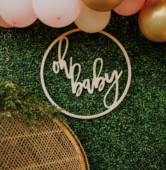 Oh Baby Hoop wood sign, wood baby shower sign